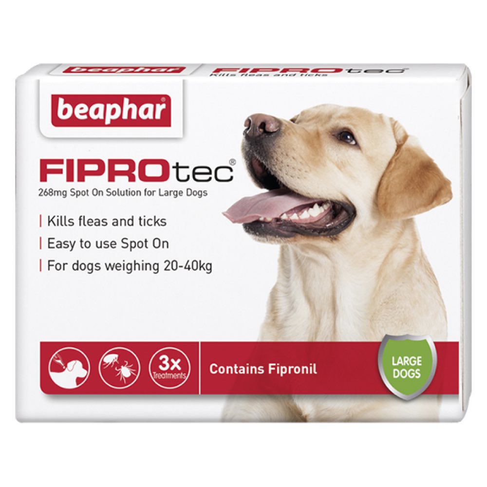 Beaphar Fiprotec (Fipronil) Spot-On Solution For Large Dogs 3 Vials