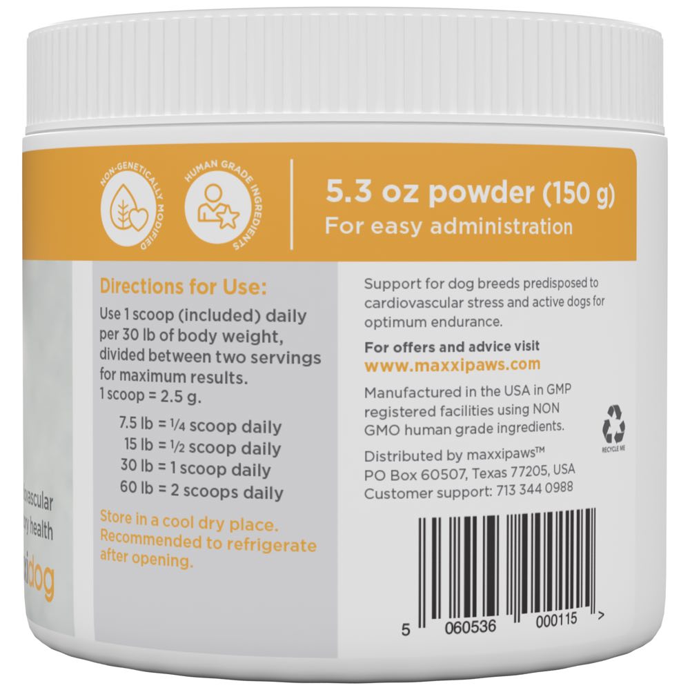 Maxxipaws MaxxiCardio Heart & Vascular Supplement For Dogs 90g